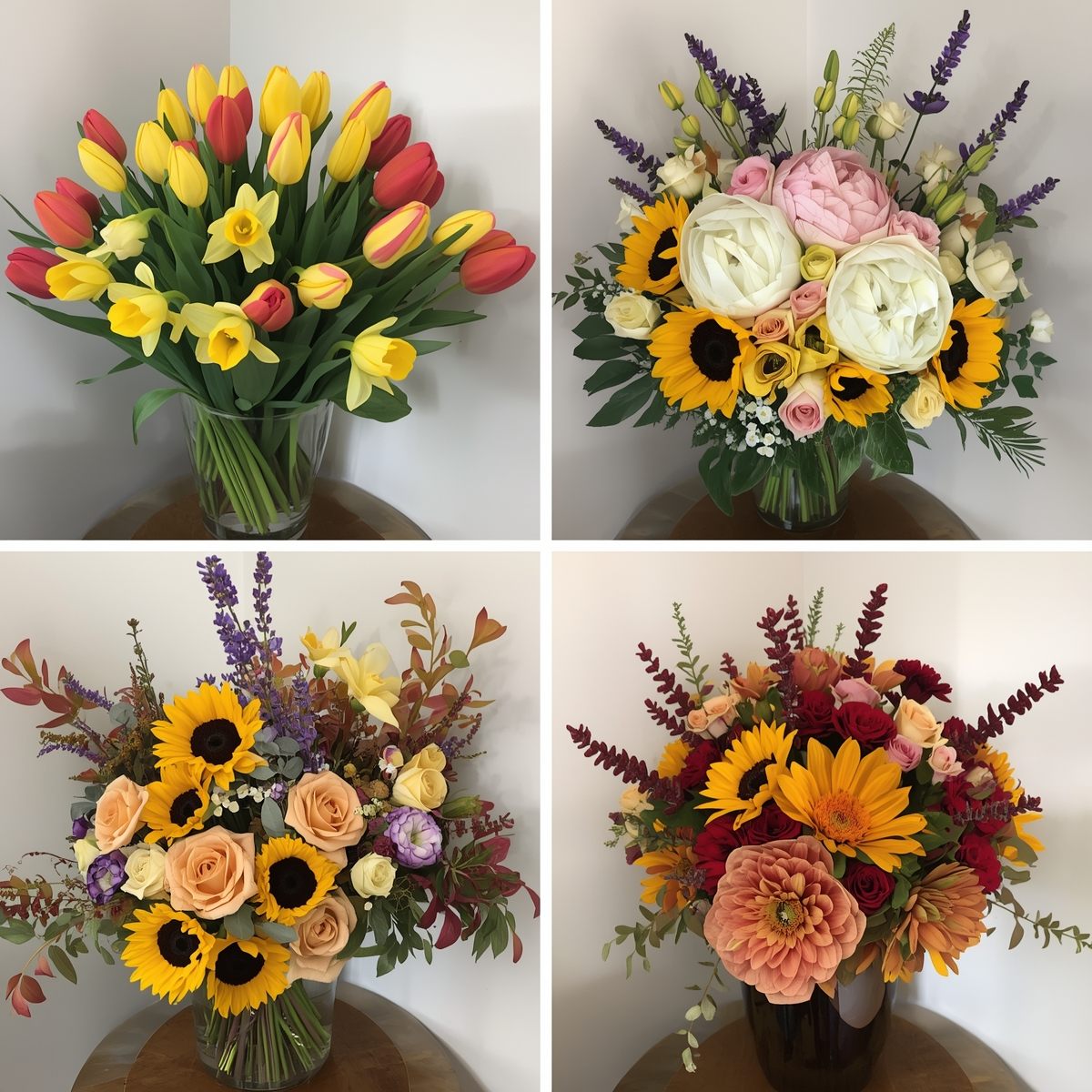 Autumn arrangement with dahlias and chrysanthemums