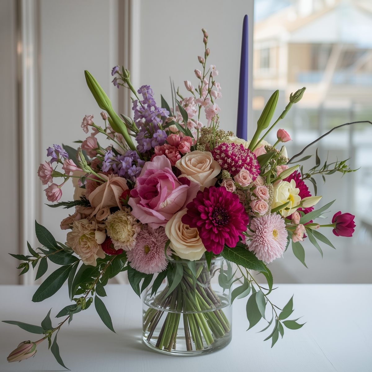 Luxury Garden bouquet with mixed seasonal flowers and greenery