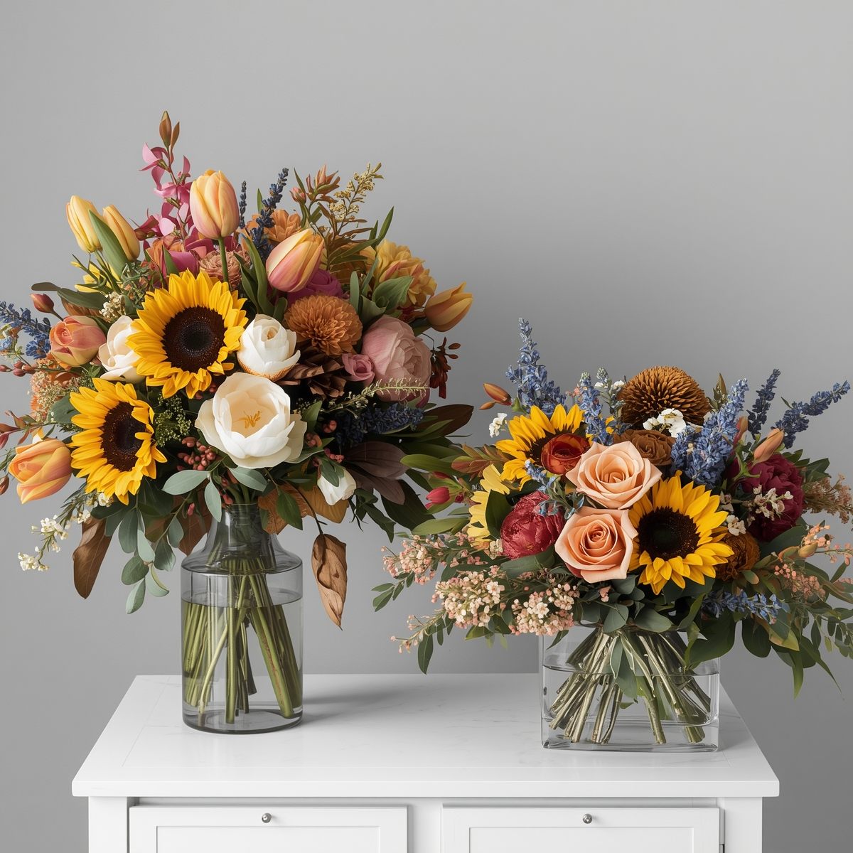 Spring floral collection with tulips and daffodils